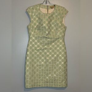 Ted Baker Mint and Gold Patterned Mini Dress